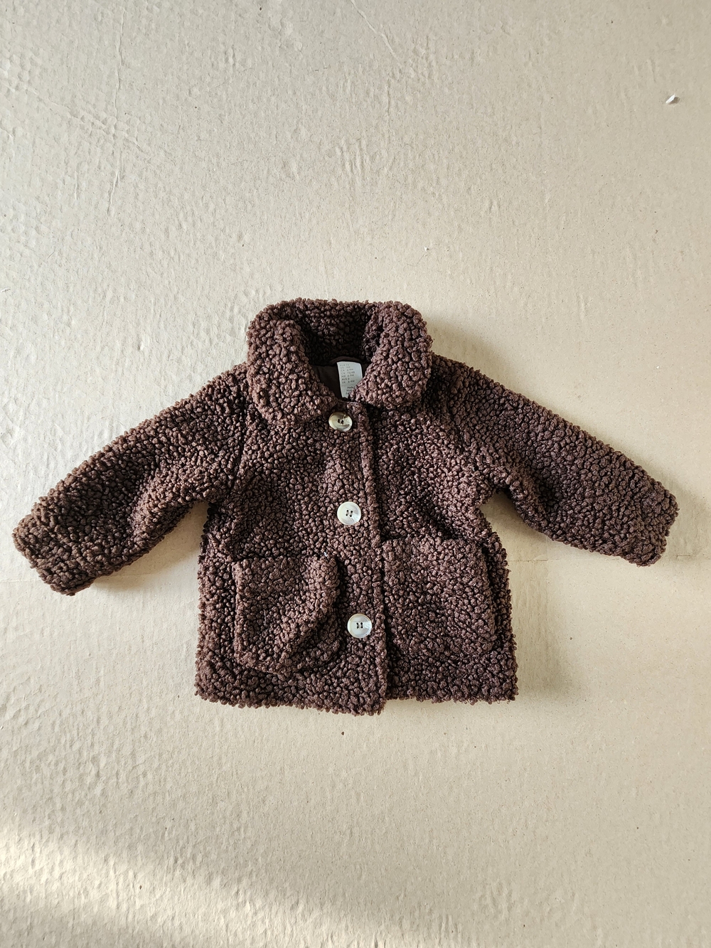 Baby 9M Plush Sherpa Coat - Brown